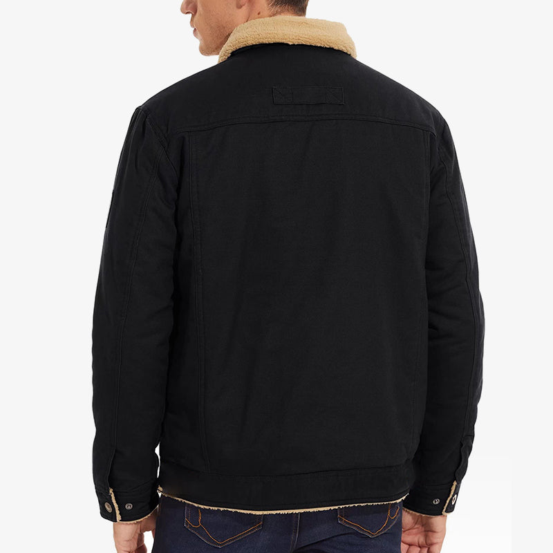 Retro Western-inspired winter fleece jacket for men